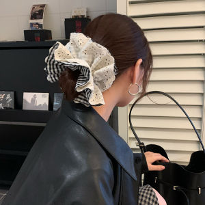 French Style Double Layer Lace Plaid Hair Ties Womens Hair Accessories Elastic Hair Bands Large Bow Hair Ties Hair Ropes