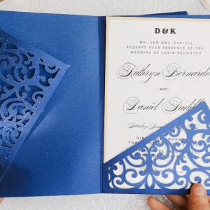 Laser cut Modern Minimalist Elegant Theme 5x7 (5R) Trifold Pocketfold Invitation Card Cover for Wedding Birthday Christening Debut 18th Birthday | Available in many colors | Crafter Bax