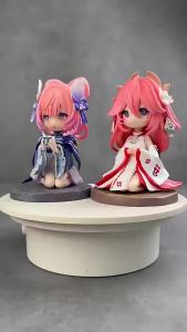Bandai | Genshin Impact Chibi Yae Miko & Kokomi Hình Tượng Kawaii Anime Cô Gái Tượng Mẫu Sưu Tập Trang Trí Bàn Làm Việc PVC 13.5Cm