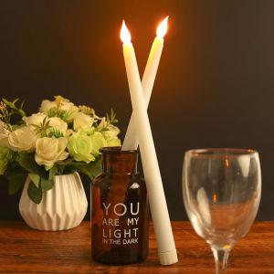 6PCs/Set LED Flameless Taper Candles Battery LED Candles Amber Yellow Glow Light Flickering Candle