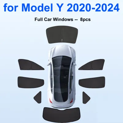 Sun Shade for Tesla Model Y Juniper 2025-2020 Car Windshield Sunshade Cover Front Side Window Privacy Blind Shading for Camping