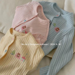 Fashionable Sweet Knitted Cardigan for Little Girls Spring 2025 Cute Girls Sweater Jacket Trendy Long Sleeve Cotton Blend
