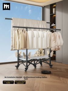 MINGZHI | Portable and Adjustable Indoor Outdoor Clothes Drying Rack ideal for drying bedding