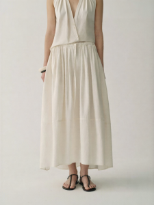 INSIS FEMME | Mulberry Silk Cotton Summer New Waistband Cocoon Loose Mid-long Skirt
