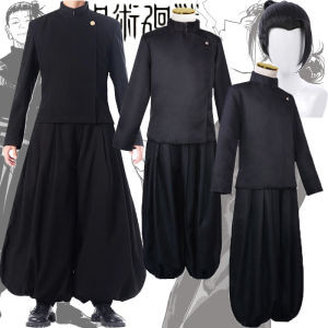 Anime Jujutsu Kaisen Geto Suguru Cosplay Costume Master Ryomen Sukuna Satoru Gojo Black Kimono Uniform Top Pants Sets Adult Men Cassock Costumes Short Black Wig