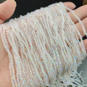 Faceted Flat Round Glass Beads White AB Crystal Loose Spacer Beads 2.5mm For DIY Jewelry Making Necklaces Bracelets Accessories