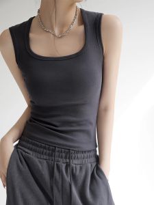 Womens Cotton Camisole Tank Top Wide Strap Base Layer Outerwear Trendy Spring Summer New Style Fashion Village Commute Style