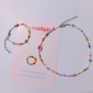 [FREESHIPMAX] Set vòng cổ vòng tay nhẫn mix charm nhiều màu Bộ phụ kiện thời trang Hàn Quốc quà tặng handmade phong cách - Minehandmade