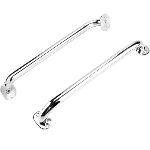 2pcs 16 inches Boat Grab HandlesStainless Steel Grab Bar Oval Handrail with Mounting ScrewsHeavy Duty Polished Deck Handle