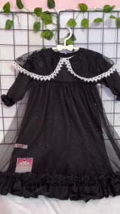 Gamis Anak Aisy Set Hijab BARU!!!! Model RENDA Gliter Rempel Usia 5-12 tahun