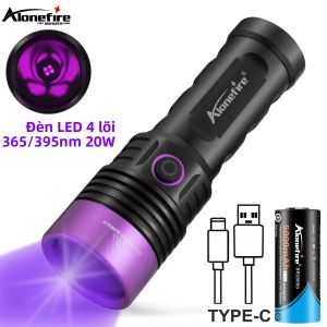 Alonefire SV53 20W Đèn Pin UV 365nm Máy Dò Ánh Sáng Đen Công Suất Cao Cho Tiền Thú Cưng Nước Tiểu Vết Bẩn Khô Bọ Chét & Bọ Cạp Phát Hiện Bóng Đèn LED Chống Nước