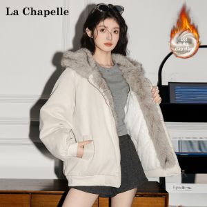 La Chapelle | Áo Khoác Mỏng Nhựa Giả Da Bông Với Thiết Kế Tai Mèo Áo Khoác Đông Dày