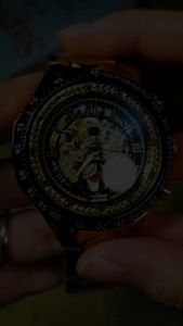 T-WINNER | WINNER Classic Skeleton Automatic Mechanical Watch for Men Luminous Hands Gold Stainless Steel Strap Business Mens Watches Gifts