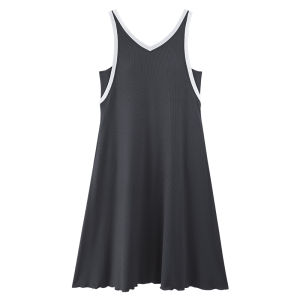 MiiOW | ชุดนอนผู้หญิง MiiOW แขนกุดผ้าไหมน้ำแข็งฤดูร้อน ผ้าไนลอนบาง ชุดนอนลำลอง คอวี กระโปรงยาวปานกลาง ใส่ไปข้างนอกได้