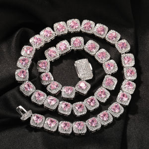 9mm Hip Hop Zirconia Ice Sugar Heart Diamond Couple Lockbone Chain Fashion Personality Bracelet Jewelry Necklace