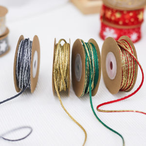 Christmas Gold Leaf Color Matching Two-Color Ribbon Christmas Holiday Gifts Present Gift Box Bandage Ribbon Floral Flower Shop