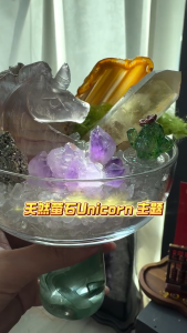 🦄 Unicorn🪴水晶花园 My Crystal Garden 天然萤石雕刻 Fluorite carving Unicorn 水晶套装🌱 #mycrystalgarden