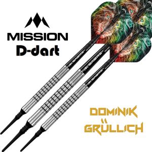 MISSION SOFT TIP DART - 18G DOMINIK GRÜLLICH Silver Black Rings 95% Tungsten Soft Darts (ARROW DART LEMBUT)