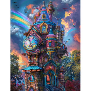Painting By Numbers on Canvas Kit for Adults Castle Scenery Acrylic Paint Oil Picture of Coloring By Numbers Art