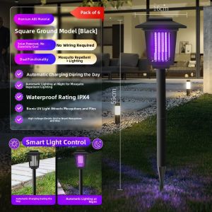 MONLEYTA | Solar Powered Mosquito Repellent Lamp Outdoor Garden Courtyard Lawn Waterproof Electric Shock Mosquito Killer Tool