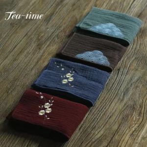 Thickened Cotton Linen Tea Towel - Absorbent Traditional Chinese Handmade Dishcloth Dry Puff Tea Towel Mat for Tea Tab