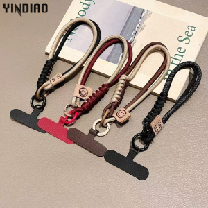 YINDIAO Fashionable cartoon mobile phone hanging British Style Contrast Color Phone Lanyard Short Wrist Braided Hand Rope hand-held chain