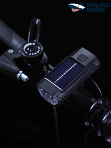 SMILING SHARK Bike Light LED*2 Super Bright Bicycle Light 3Mode With Horn Solar Energy Type-c Rechargeable Cycling Light Waterproof Outdoor Night Cycling QXD406