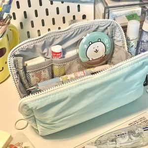 Large Capacity Girls Pencil Case 2025 New Style Korean Style Stationery Storage Bag High Aesthetic Value Canvas Material Pure Color