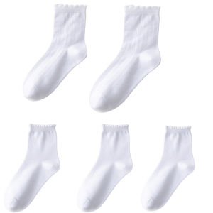 ถุงเท้ากีฬาสำหรับเด็ก ถุงเท้าผ้าฝ้ายระบายอากาศได้ดี ถุงเท้ากลางน่องบาง ฤดูใบไม้ผลิและฤดูใบไม้ร่วง สไตล์เรียบง่าย สำหรับทั้งชายและหญิง