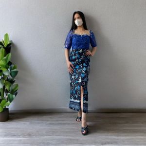 Dress Bodycon Brukat Kombi Batik Mewah Long Dress Pesta Elegant Gaun Kondangan Dan Natalan Dres Anggun zh