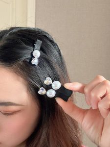 Elegant Simple Black Pearl & Rhinestone Side Hair Clip Women's Spring Summer Hair Accessories