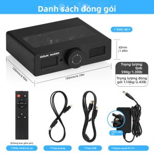 Douk Audio DAC-Q11 HiFi USB DAC Adapter ESS9038Q2M+AK4493 COAX/OPT Bộ Chuyển Đổi Kỹ Thuật Số Sang Analog DSD256 Cho Máy Tính Để Bàn 384kHz 192kHz 24-bit 32-bit