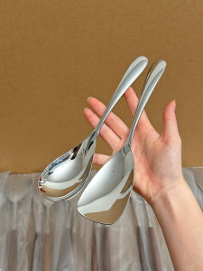 BaiChang Home Style Large Size 18/10 Stainless Steel Soup Spoon for Home Use High End Elegant Precision Soup And Noodles Serving Spoon