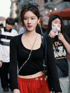 Red Rose Print Halter Neck Crop Top with Sash Tie Dye Splice Slim Fit Short Length Music Festival Style Womens Vest Tank Top