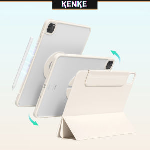 KENKE new iPad case 3-in-1 removable transparent acrylic case No pen tray for ipad 2024 Air 13 inch pro 11 inch 2024 pro 12.9 Air 4th gen Air 5th gen 2022 ipad air 11 inch 360° rotating magnetic suction horizontal and vertical height support brackets
