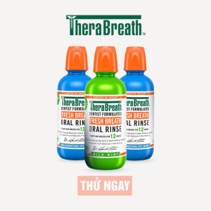 TheraBreath Nước Súc Miệng Không Cồn 473ml - Vị Icy Mint không cay - Làm sạch và thơm miệng cho răng miệng nhạy cảm