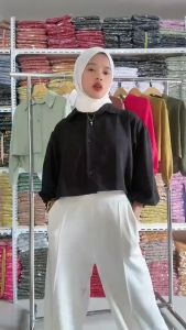 TUNIK WANITA CROP BALON CRINKLE M L XL