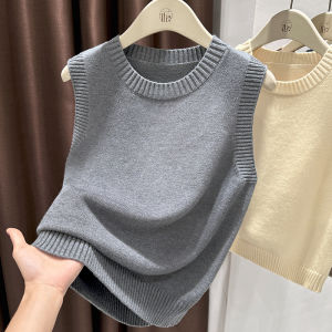 Navy Knit Korean Style Layering Vest for Women
