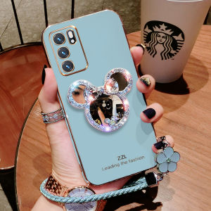 เคสโทรศัพท์สำหรับ OPPO A18 A38 A60 A58 A3 A3X A78 A79 A58 A98 A17 A17K Reno 8T 5G หรูเคสกระจกการ์ตูนนิ่มฝาหลังเคสกันกระแทกมือถือ