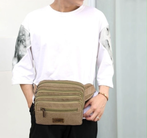 FD กระเป๋าคาดเอว หลายช่อง ทำจากผ้าแคนวาสหนา ทน รุ่น MBW-12771 (M23-099) MWB จากร้าน Flying Dragon