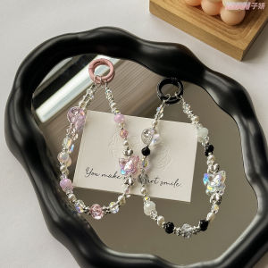 กระเป๋าใส่โทรศัพท์ Clove Butterfly Luxury Short Wristlet Keychain Crystal Beads Phone Case Pendant Womens Fashion Accessories