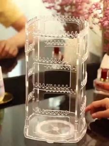 360 Degree Rotating Jewelry Storage Box 2023 Earring Display Stand Plastic Earring Organizer Holder Showcase Jewelry Makeup Case