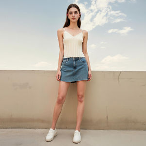 เสื้อกั๊กถักแฟชั่นสำหรับใส่ไปทำงาน ทรงเข้ารูป แขนกุด คอวี ผ้าผสมคอตตอนและไนลอน เสื้อคลุมกันหนาวแบบสวมศีรษะ