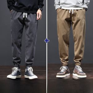 ROMON | Loose Fit Casual Harajuku Style Elastic Waist Black Workwear Trousers For Men Autumn New Fashion Brand Romon Youth Active Style