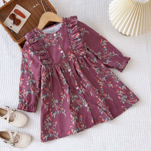 เสื้อลายดอกมีระบายสำหรับเด็กผู้หญิง3-7Years สวมใส่ได้นานชุดพิมพ์ลายดอกไม้ฤดูใบไม้ผลิและแขนยาวแบบใหม่ในฤดูใบไม้ร่วงหมีมีฉบับภาษาเกาหลี