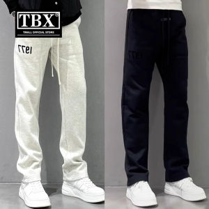 Gray Fleece-Lined Casual Mens Pants Straight Leg Sporty Loose Fit Spring Autumn Winter Fashion Urban Style Online Exclusive