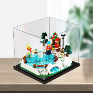 Acrylic Display Box Transparent Case for LEGO Winter Ice Rink Christmas 40416 Figure Dustproof Box Toy Showcase Storage