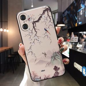 Samsung Galaxy S23Ultra S24Ultra Case S22Ultra A54 5G 3D Embossed Soft Phone Casing “Van Gogh” Apricot Blossom Chinese Painting Poetic Painting “Kanagawa” S23FE