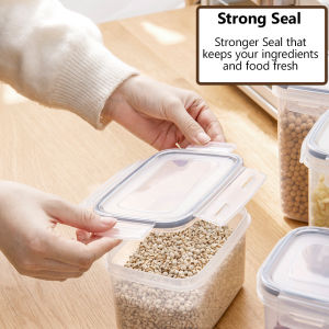 LOCAUPIN Food Storage with Cover Leak Proof Sealing Lock Lid Food Storage Dispenser Pantry Plastic Canister Storage Jars