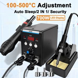 700W Hot Air Desolder Rework 2 in 1 Gun Iron Solder Tools Set LED Digital Display Electric Solderinglrons for SMD SMT BGA Rework Welding Repair Tools